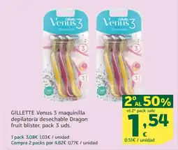HiperDino GILLETTE Venus 3 maquinilla depilatoria desechable Dragon fruit blister oferta