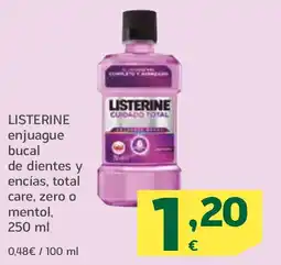 HiperDino LISTERINE enjuague bucal de dientes y encías, total care, zero o mentol oferta
