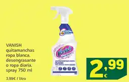 HiperDino VANISH quitamanchas ropa blanca, desengrasante o ropa diaria, spray oferta