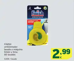 HiperDino FINISH ambientador lavado a máquina limón y lima, oferta