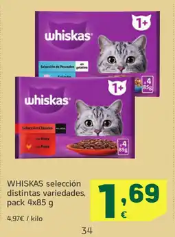 HiperDino WHISKAS selección distintas variedades oferta