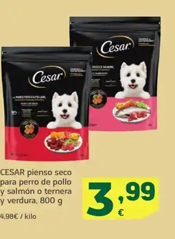 HiperDino CESAR pienso seco para perro de pollo y salmón o ternera y verdura oferta