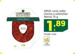 HiperDino ARGAL corte noble chorizo o salchichón ibérico oferta