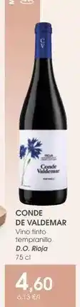 Supermercados Plaza Conde de valdemar - vino tinto tempranillo d.o. rioja oferta