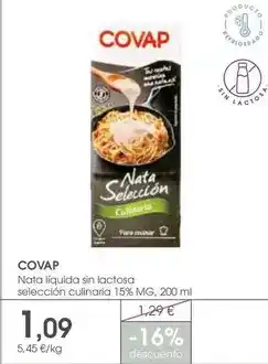 Supermercados Plaza Covap - nata liquida sin lactosa seleccion culinaria 15% mg oferta
