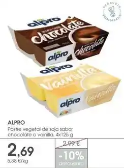 Supermercados Plaza Alpro - postre vegetal de soja sabor chocolate o vainilla oferta