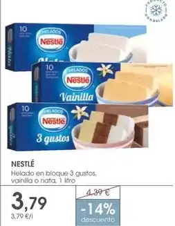 Supermercados Plaza Nestlé - helado en bloque 3 gustos, vainilla o nata oferta