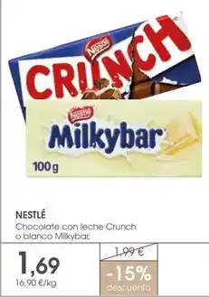 Supermercados Plaza Nestlé - chocolate con leche crunch o blanco milkybar oferta