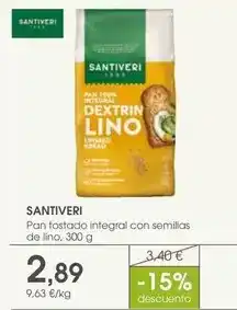 Supermercados Plaza Santiveri - pan tostado integral con semillas de lino oferta