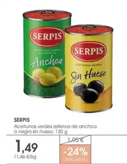 Supermercados Plaza Serpis - aceitunas verdes rellenas de anchoa o negra sin hueso oferta