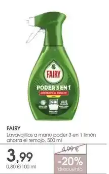 Supermercados Plaza Fairy - lavavajillas a mano poder 3 en 1 limón ahorra el remojo oferta