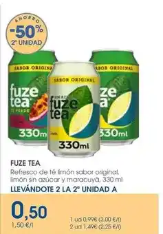 Supermercados Plaza Fuze tea - refresco de te limón sabor original, limón sin azucar y maracuya oferta