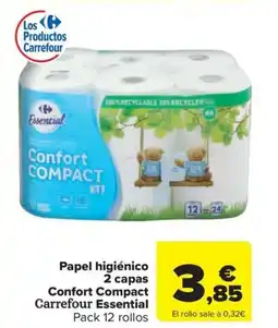 Carrefour Express Papel higiénico 2 capas Confort Compact Carrefour Essential oferta