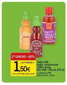 Dialprix GO-TAN Salsa chili dulce, sriracha hot chilli o mayo oferta