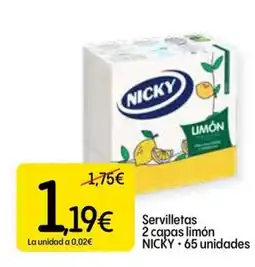 Dialprix NICKY Servilletas 2 capas limón oferta
