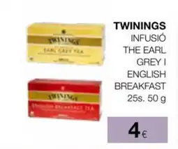 Plusfresc TWININGS Infusió the earl grey i english breakfast oferta