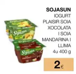 Plusfresc SOJASUN Iogurt plaisir soia xocolata i soia mandarina i llima oferta