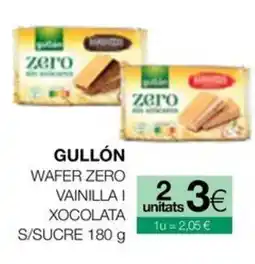Plusfresc GULLÓN Wafer zero vainilla xocolata s/sucre oferta