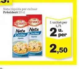 Sorli PRÉSIDENT Nata líquida per cuinar oferta