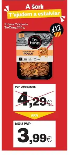 Sorli TA-TUNG Fideus Yakisoba oferta