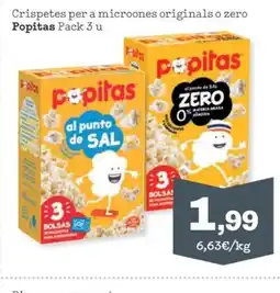 Sorli POPITAS Crispetes per a microones originals o zero oferta