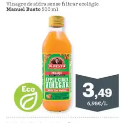 Sorli MANUEL BUSTO Vinagre de sidra sense filtrar ecològic oferta