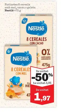 Sorli NESTLÉ Farinetes 8 cereals amb mel, cacau o galeta oferta
