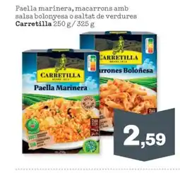 Sorli CARRETILLA Paella marinera, macarrons amb salsa bolonyesa o saltat de verdures oferta