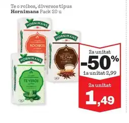 Sorli HORNIMANS Te o roibos, diversos tipus oferta