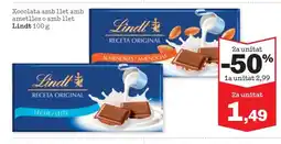 Sorli LINDT Xocolata amb llet amb ametlles o amb llet oferta