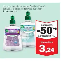 Sorli AIRWICK Recanvi ambientador Active Fresh espígol, Nenuco o flor de cirerer oferta