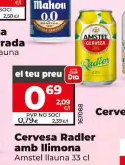 Dia AMSTEL Cervesa Radler amb llimona oferta