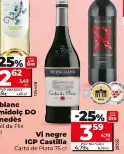 Dia CARTA DE PLATA Vi negre IGP Castilla oferta