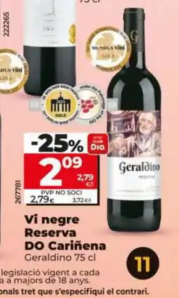 Dia GERALDINO Vi negre Reserva DO Cariñena oferta
