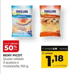 Alimerka RENY PICOT Queso rallado 3 quesos o mozzarella oferta