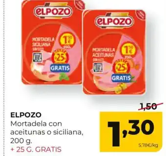 Alimerka ELPOZO Mortadela con aceitunas o siciliana oferta