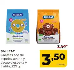 Alimerka SMILEAT Galletas eco de espelta, avena y cacao o espelta y frutita oferta