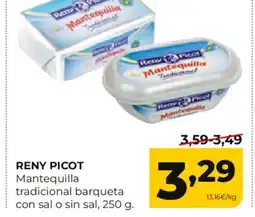 Alimerka RENY PICOT Mantequilla tradicional barqueta con sal o sin sal oferta