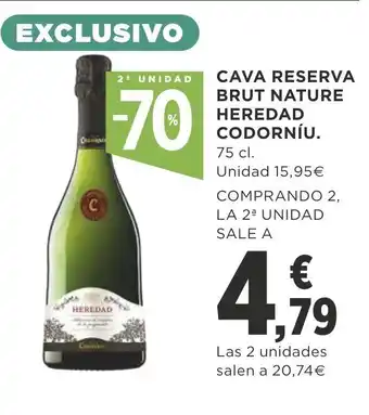 Supercor Cava Reserva Brut Nature Heredad Codorníu 75cl oferta