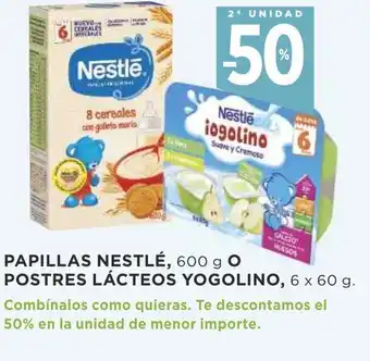 Supercor Papillas Nestlè, 600 g O Postres Lacteos Yogolino, 6 x 60 g oferta