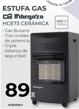 Tien 21 ORBEGOZO Estufa gas hce73 cerámica oferta