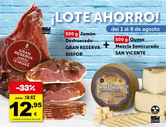 GRAN RESERVA DISFOR y SAN VICENTE Jamón Deshuesado + Queso Mezcla Semicurado