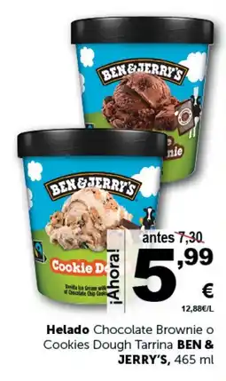 Masymas BEN & JERRY'S Helado Chocolate Brownie o Cookies Dough Tarrina oferta