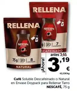 Masymas NESCAFÉ Café Soluble Descafeinado o Natural en Envase Doypack para Rellenar Tarro oferta