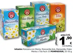 Masymas POMPADOUR Infusión Manzana con Menta, Manzanilla Anís, Manzanilla, Poleo Menta o Tila Pack-25 oferta