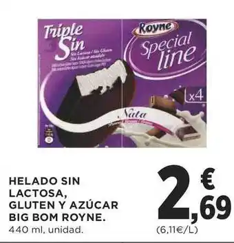 Supercor Helado Sin Lactosa, Gluten Y Azúcar Big Bom Royne 440ml oferta