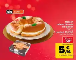 Carrefour Market Roscón relleno de nata sin gluten oferta