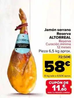 Carrefour Market ALTORREAL Jamón serrano Reserva oferta