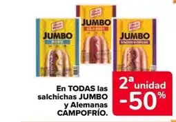 Carrefour Market CAMPOFRÍO En todas las salchichas jumbo y alemanas oferta