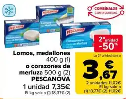 Carrefour Market PESCANOVA Lomos, medallones o corazones de merluza oferta
